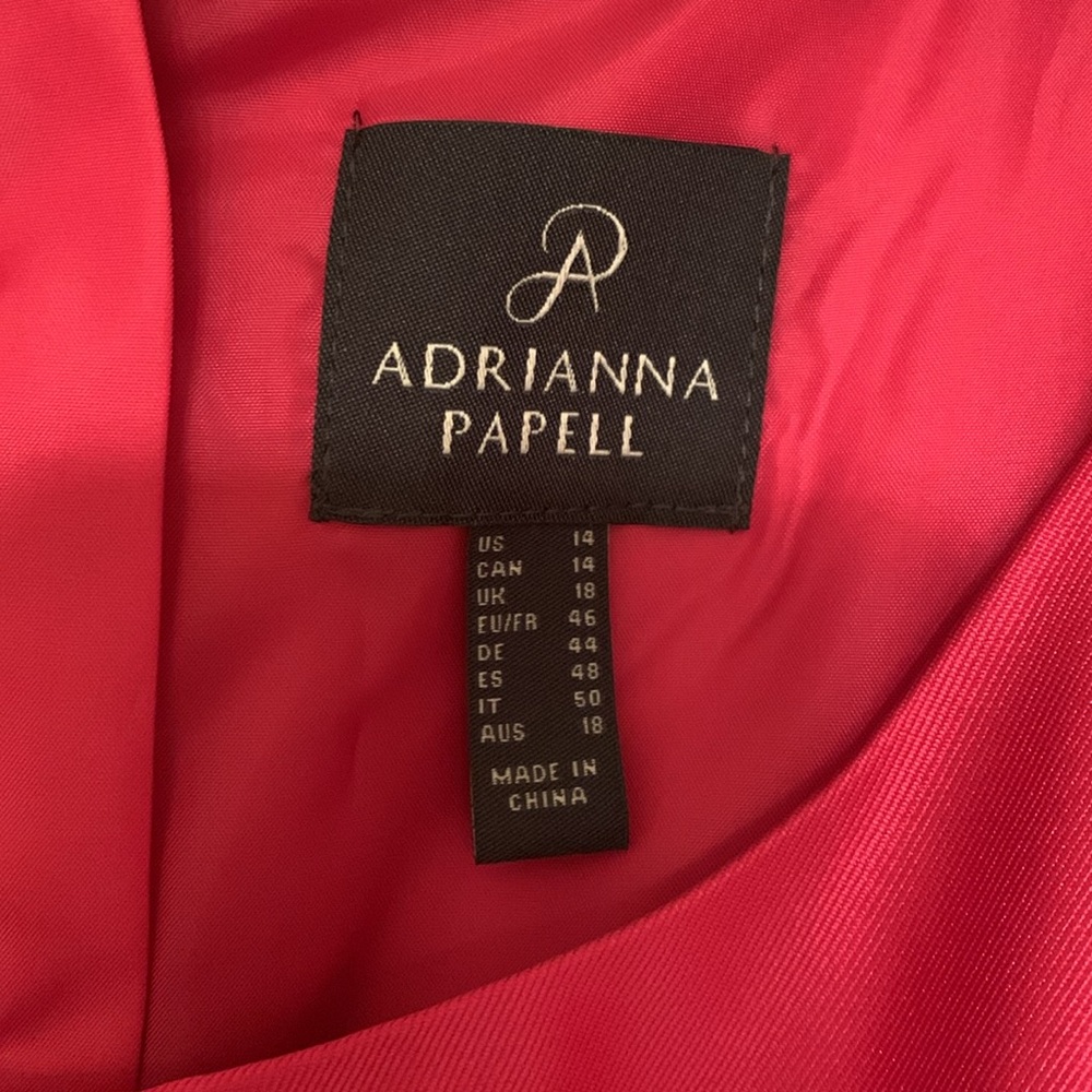 Adrianna Papell Mikado Asymmetrical Electric Pink Fit and Flare High Low Gown - Picture 5 of 8